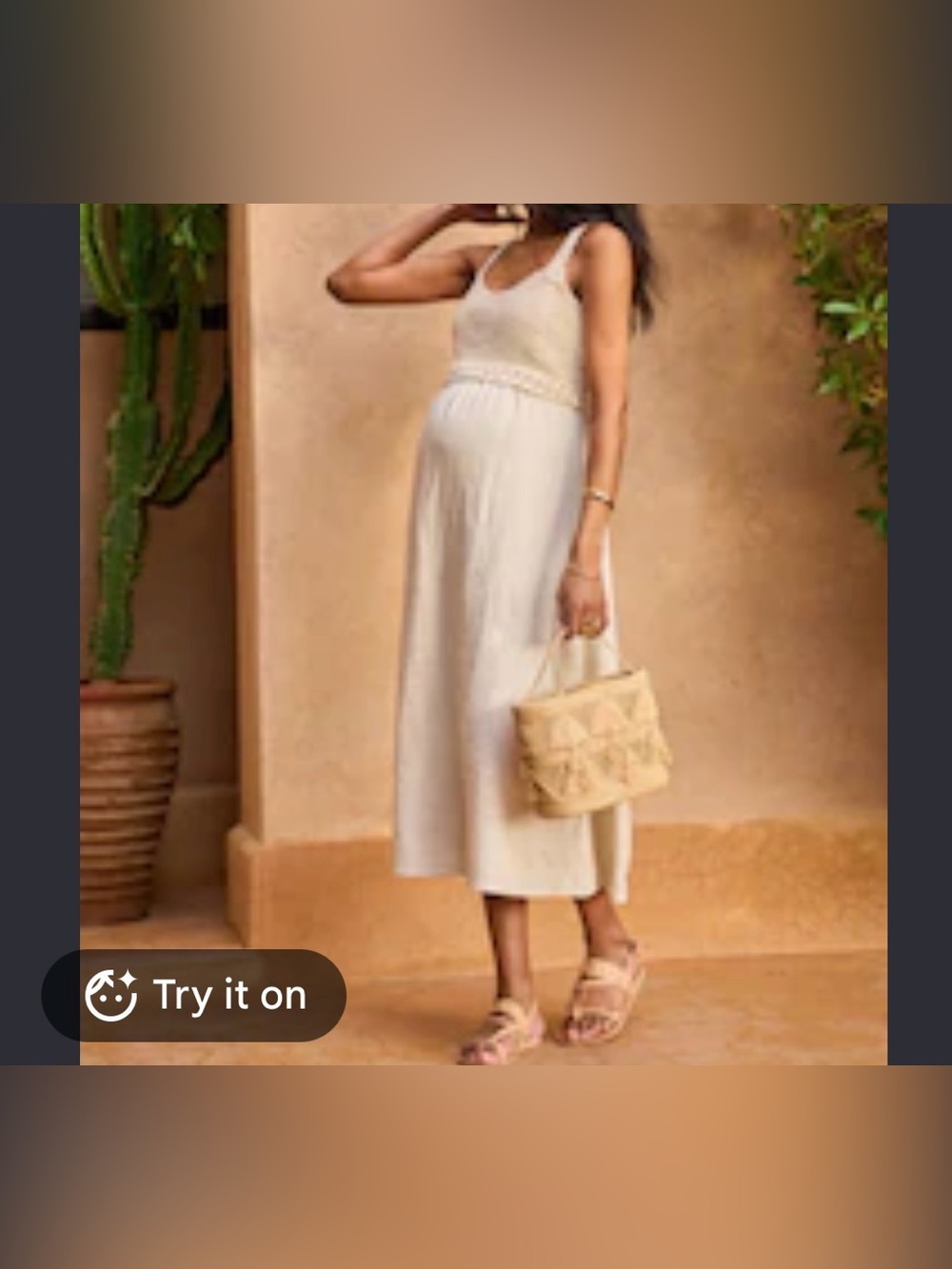 NEW Seraphine Reign Crochet Maternity Nursing Dress Size 10 Linen Blend Cream